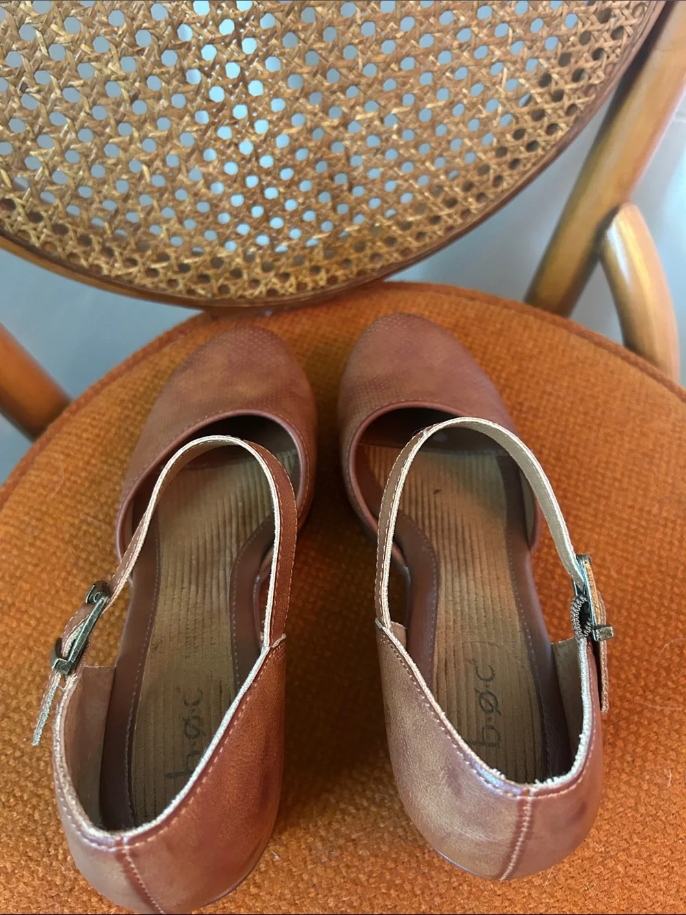boc Brown Perforated Mary Jane Platform Heels